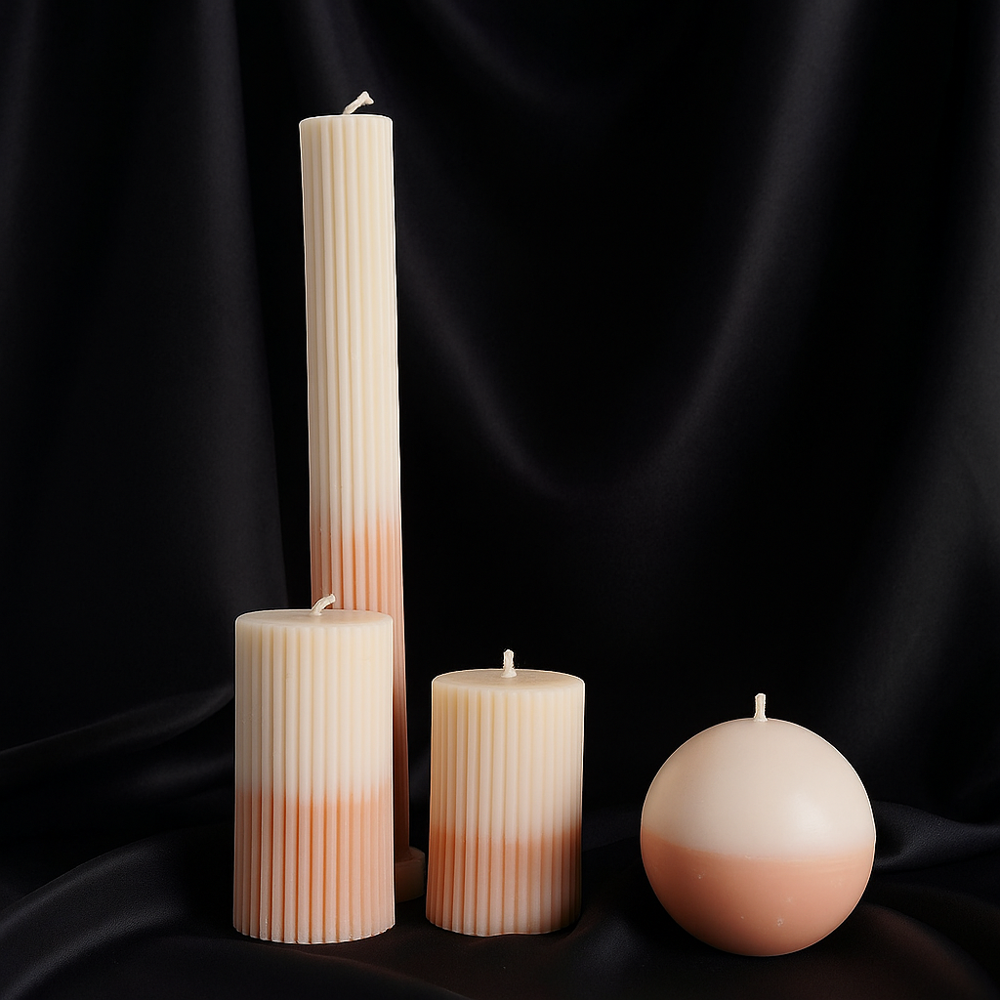 Blue Ribbed Candle - Features: High Quality