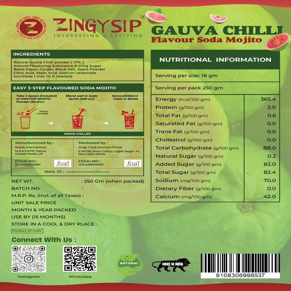 Natural Flavour Guava Chilly Mojito Drink