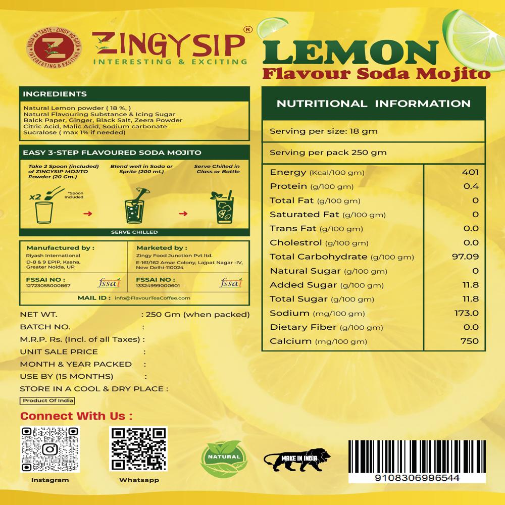 Natural Flavour Lemon Mojito Drink