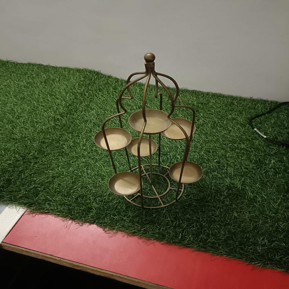 Antique Brass Inaaya Pillar Candle Holder