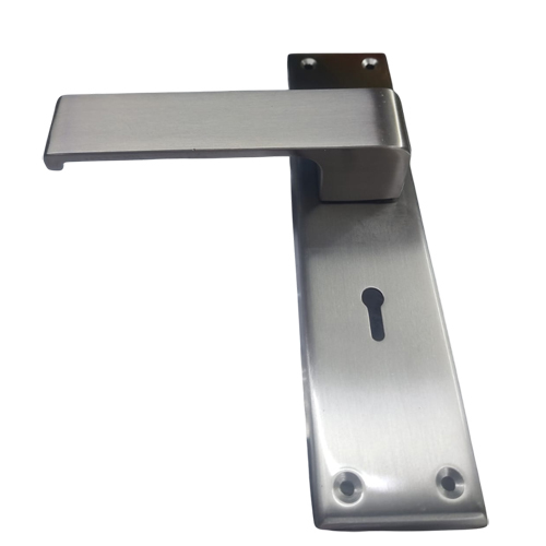 Silver Steel Mortise Door Handle - Installation Type: Screw In