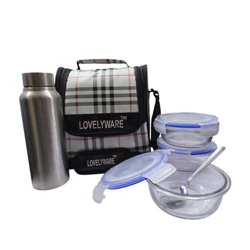Lovelyware Lunch Box With Watter Bottle - Color: Transparent