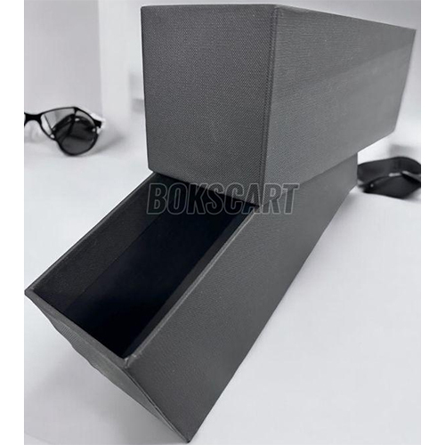 Customized Top Bottom Rigid Box Packaging With Textured Paper - Color: Black