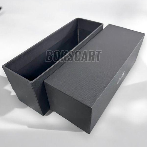 Customized Top Bottom Rigid Box Packaging With Textured Paper - Color: Black