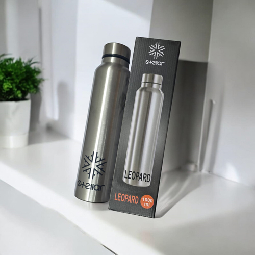Leopard Water Bottle - Color: Silver