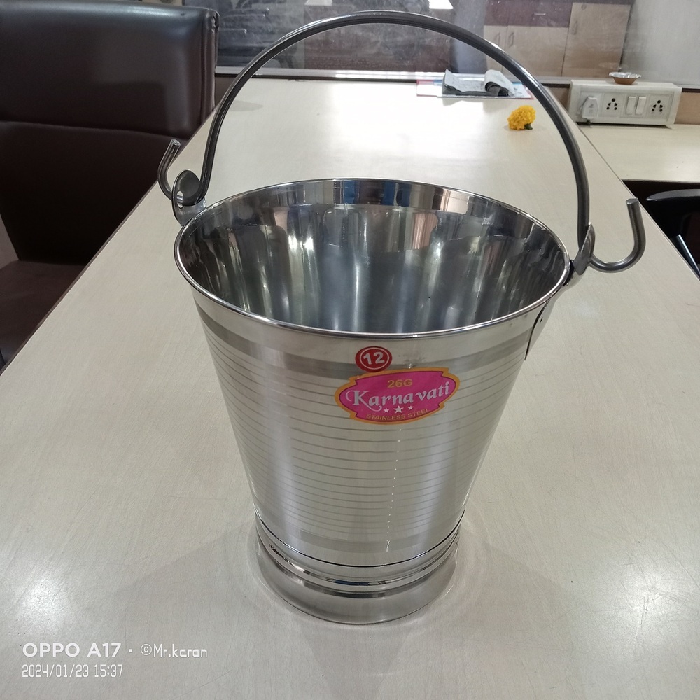 Ss Doll Stainless Steel Bucket - Stainless Steel, Various Sizes Available, Polished Silver Finish | Versatile Household Use