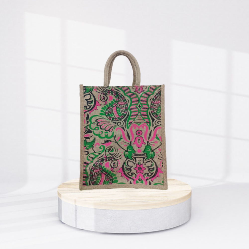12x14x5 Natural Jute Bags - Color: Multicolor