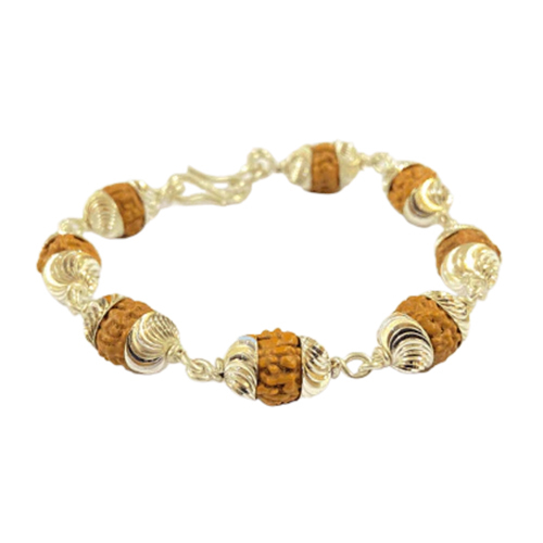 5 Face Rudraksh Bracelet In Silver Big Beads