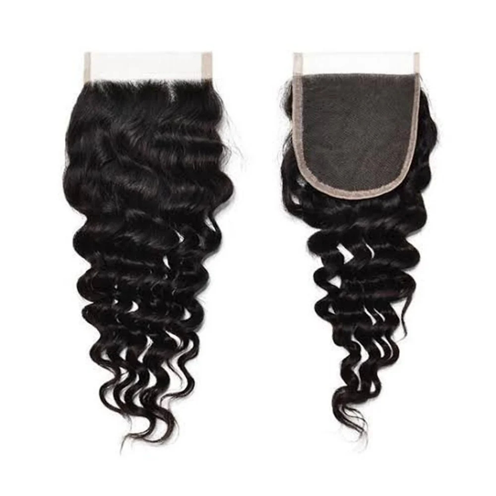 Black Curly Lace Closure Hair Extension, 20 inch