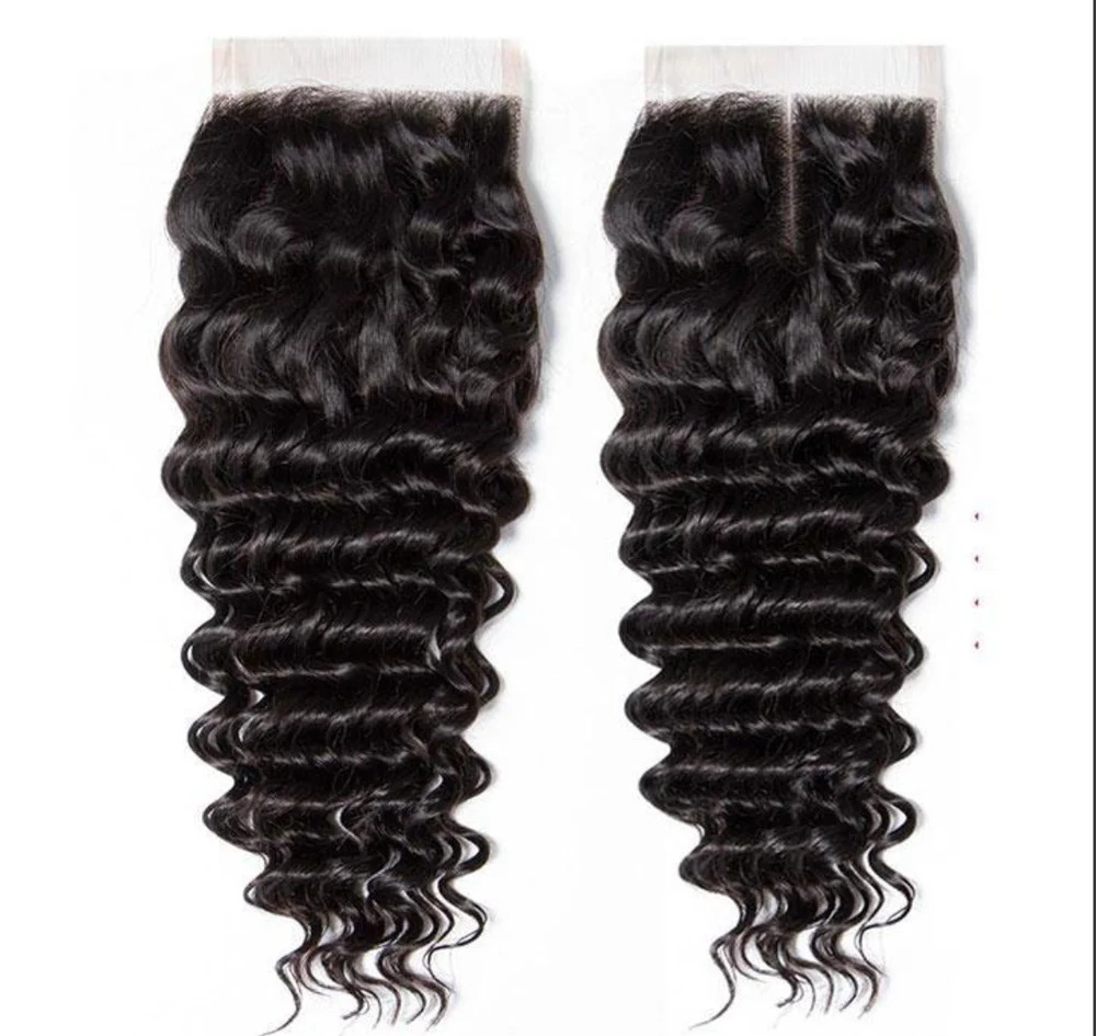 Deep Wave Brazilian Virgin Hair 4X4 Lace Closure, Length: 12 inch