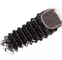 Deep Wave Brazilian Virgin Hair 4X4 Lace Closure, Length: 12 inch