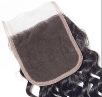 Deep Wave Brazilian Virgin Hair 4X4 Lace Closure, Length: 12 inch