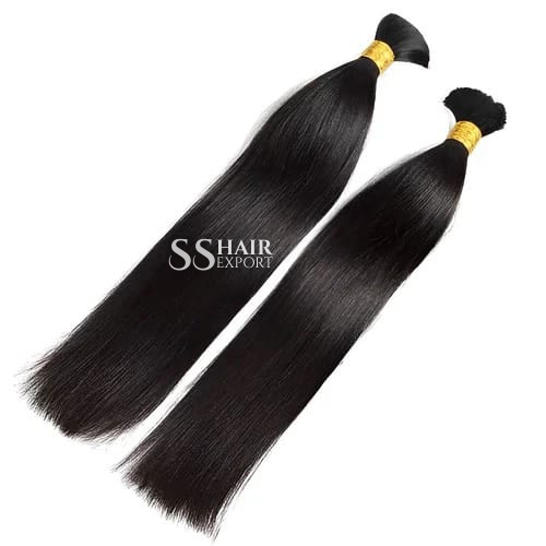 Straight Bulk Human Hair Virgin Indian Hair Natural black Weaving Double Drawn