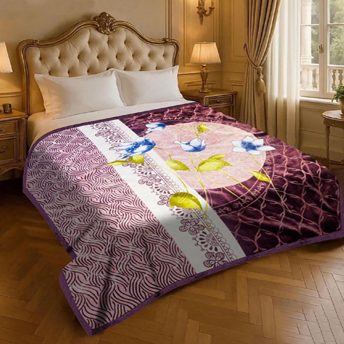 S-207 210 X230Cm Flower Printed Mink Blanket - Age Group: Babies