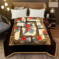 S-209 210 x230cm Flower Printed Mink Blanket