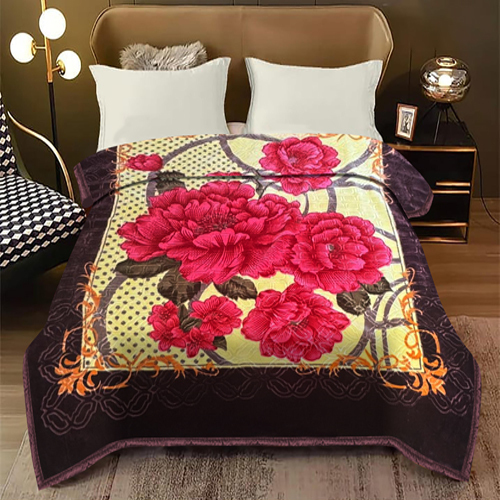 S-209 210 X230Cm Flower Printed Brown Color Mink Blanket - Age Group: Babies