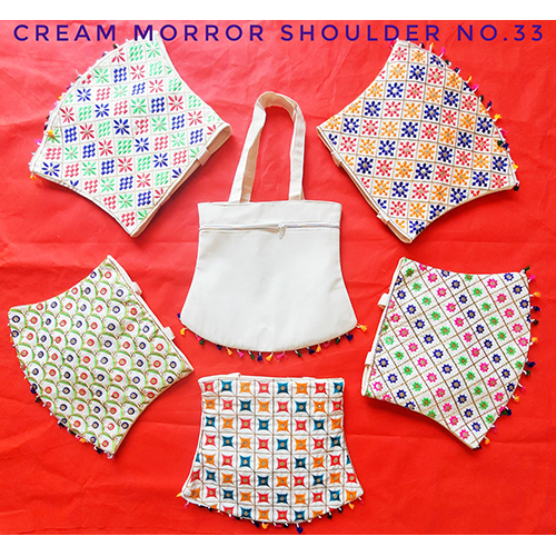 Cotton Small Embroidered Shoulder Bag - Color: Multi Color