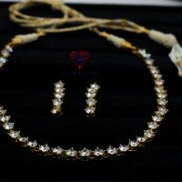 Beautiful Cubic Zirconia Brass With Gold Plated Swarovski Jewelry Necklace Set
