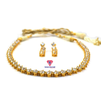 Beautiful Cubic Zirconia Brass With Gold Plated Swarovski Jewelry Necklace Set
