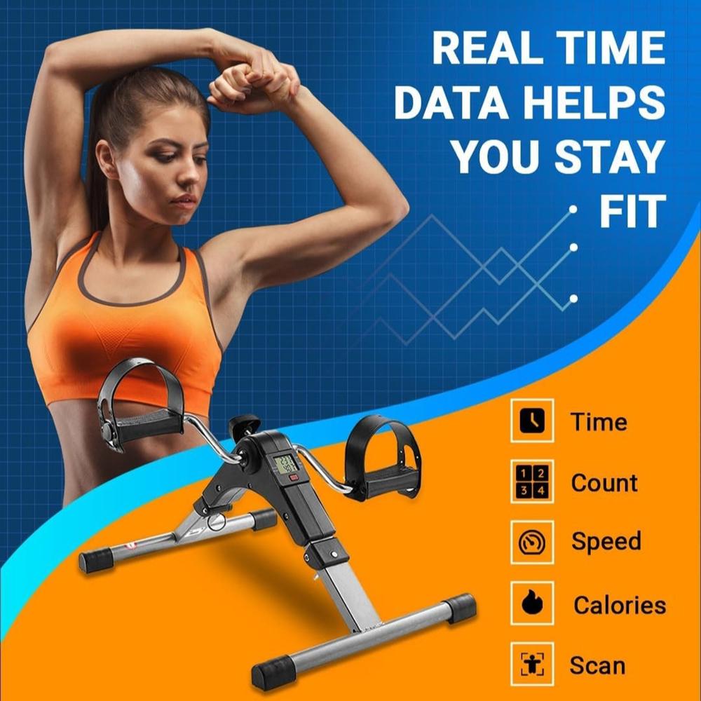 Physio Therapy Mini Foldable Pedal Exerciser Cycle With Digital LCD Display Adjustable Resistance and suitable for Light Exercise of Legs And Arms