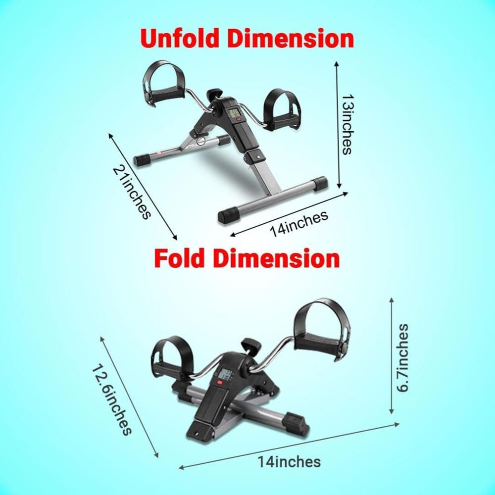 Physio Therapy Mini Foldable Pedal Exerciser Cycle With Digital LCD Display Adjustable Resistance and suitable for Light Exercise of Legs And Arms