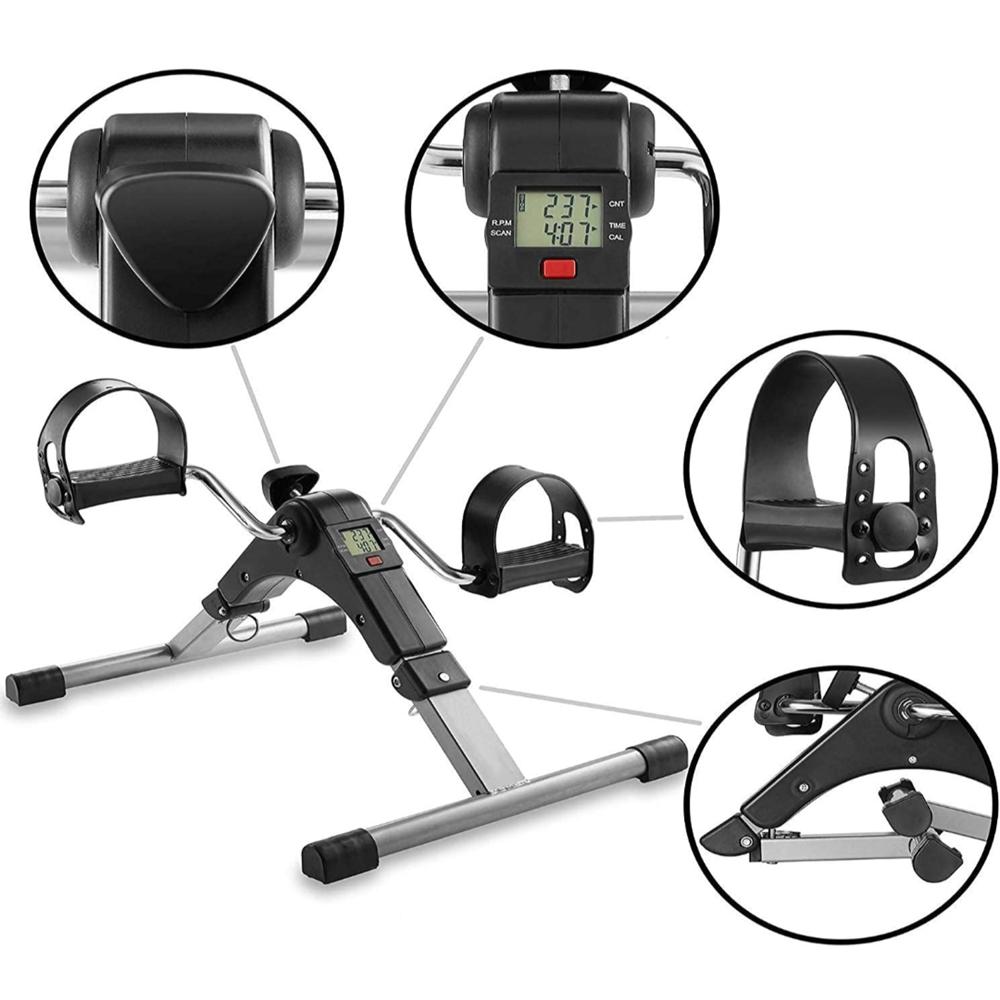 Physio Therapy Mini Foldable Pedal Exerciser Cycle With Digital LCD Display Adjustable Resistance and suitable for Light Exercise of Legs And Arms