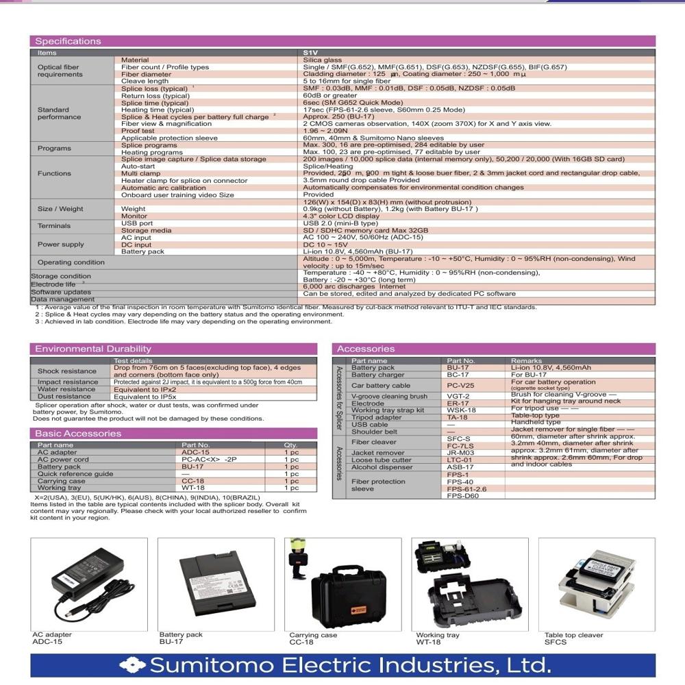 Sumitomo S1V Splicing Machine