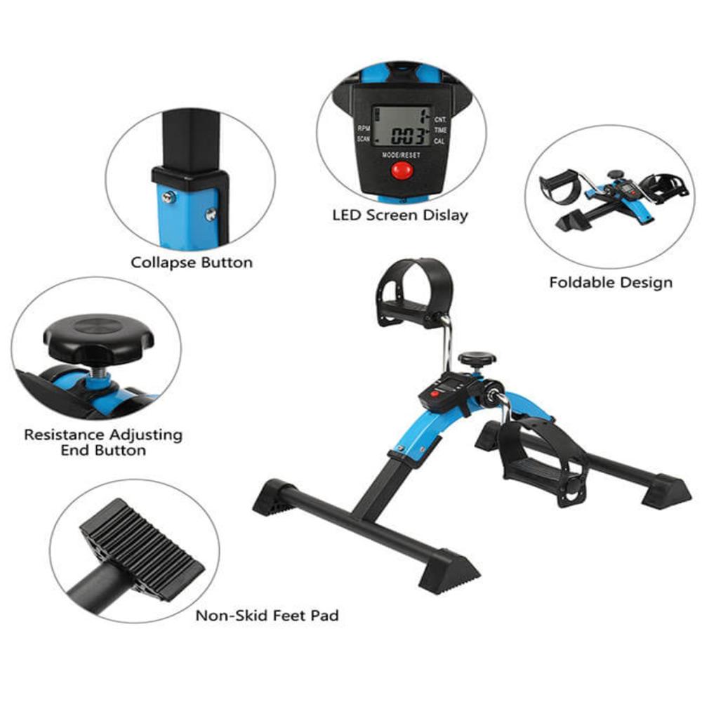 Physio Therapy Mini Bike Digital LCD Display Pedal Exerciser, Mini Cycle for Home Workout, Adjustable Resistance with Blue Color 