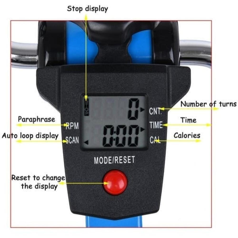 Physio Therapy Mini Bike Digital LCD Display Pedal Exerciser, Mini Cycle for Home Workout, Adjustable Resistance with Blue Color 
