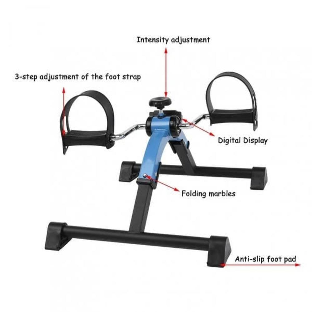 Physio Therapy Mini Bike Digital LCD Display Pedal Exerciser, Mini Cycle for Home Workout, Adjustable Resistance with Blue Color 