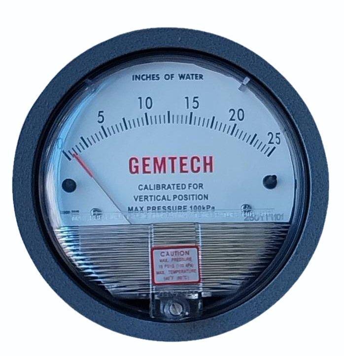 GEMTECH Differential Pressure Gauge 4 Inch Dial