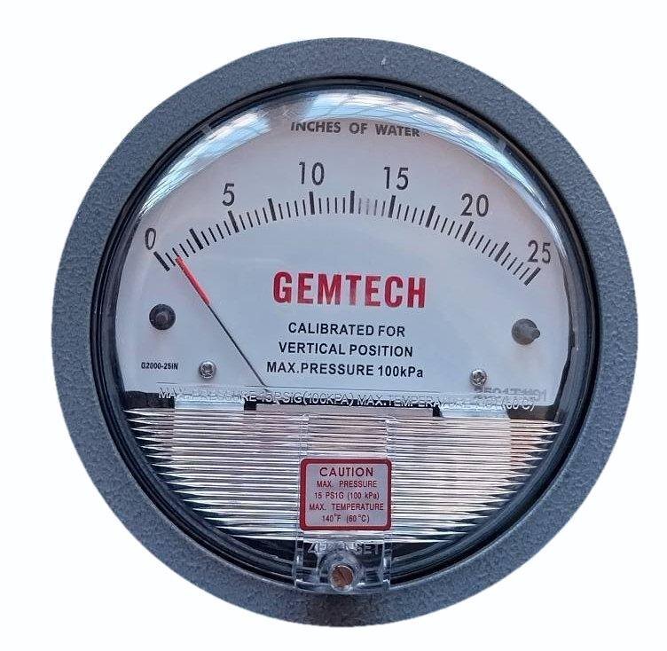 Dial 4 Inch GEMTECH Differential Pressure Gauge