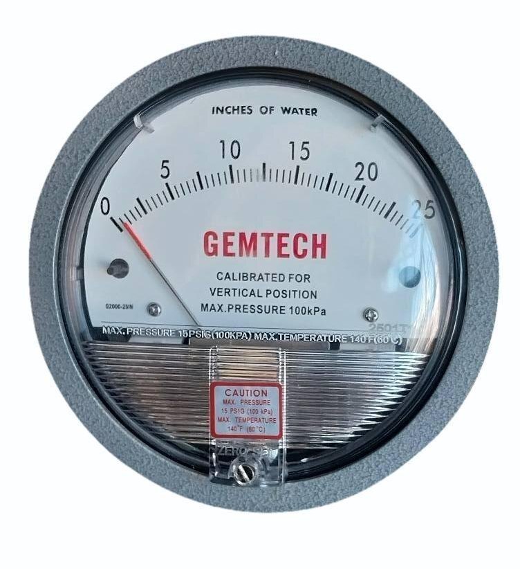 Dial 4 Inch GEMTECH Differential Pressure Gauge