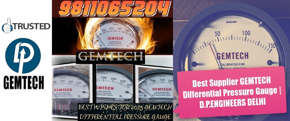 Gemtech Differential Pressure Gauges Wholesale Dealers By Noida - Accuracy: +-2% Of Full Span At 70 (21 (+-3% On -0