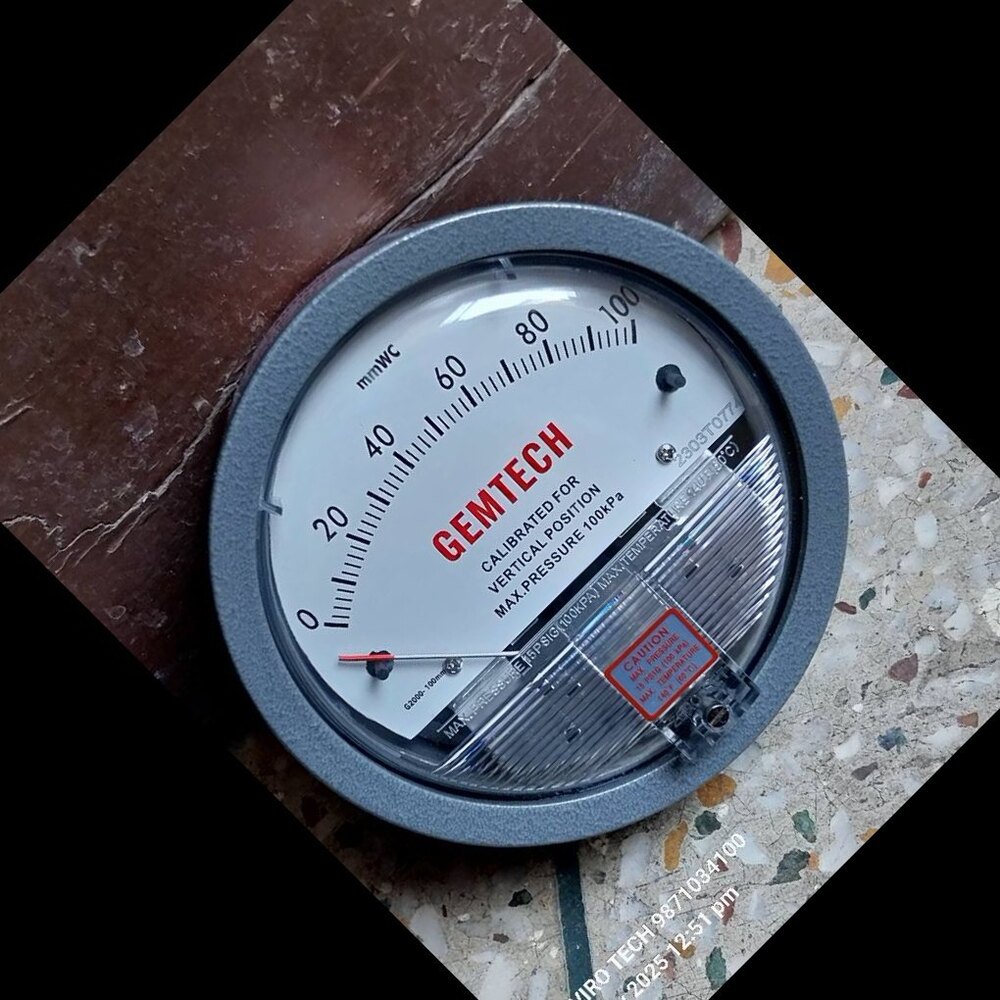 Dial 100 MM / 4 Inch GEMTECH Differential Pressure Gauge