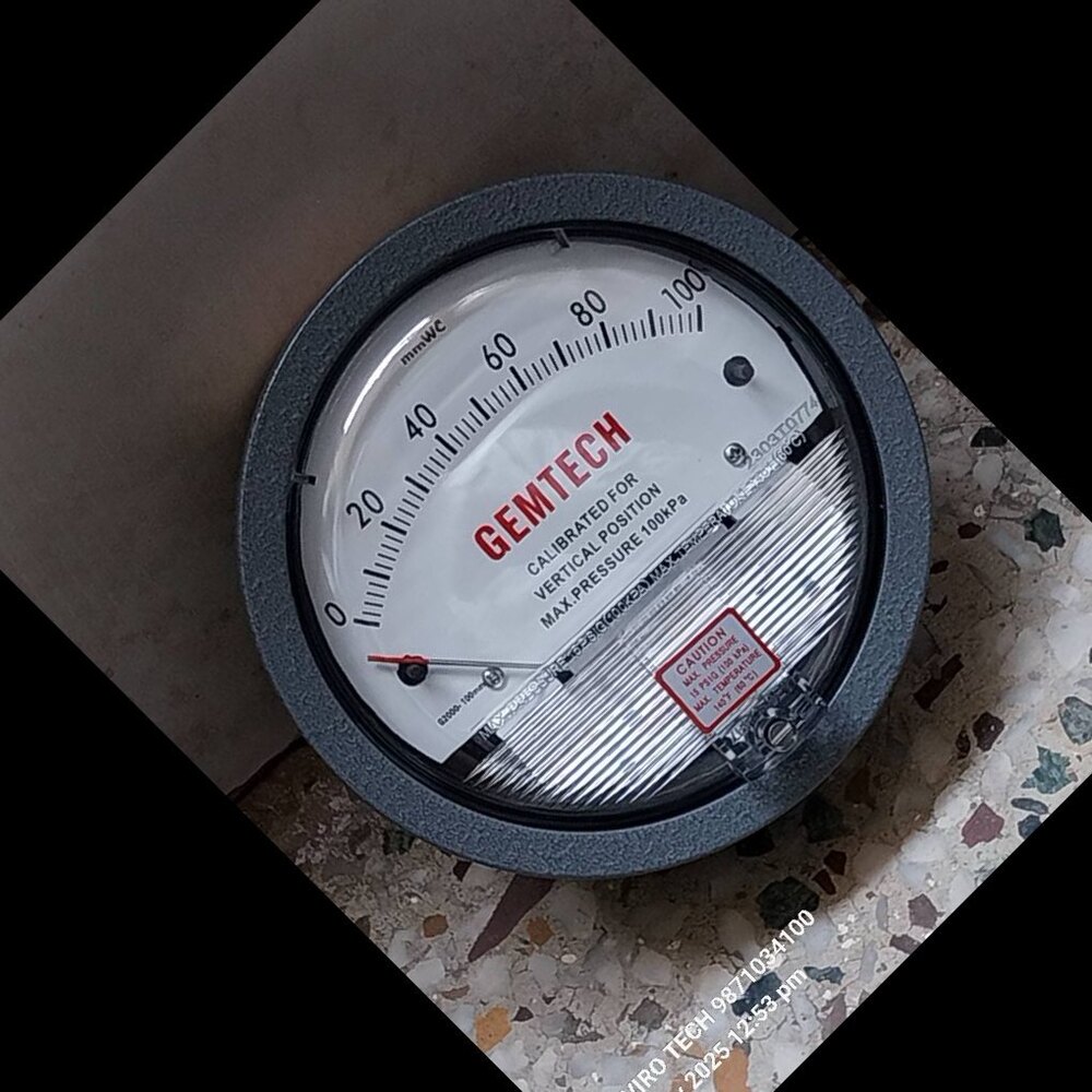 Dial 100 MM / 4 Inch GEMTECH Differential Pressure Gauge