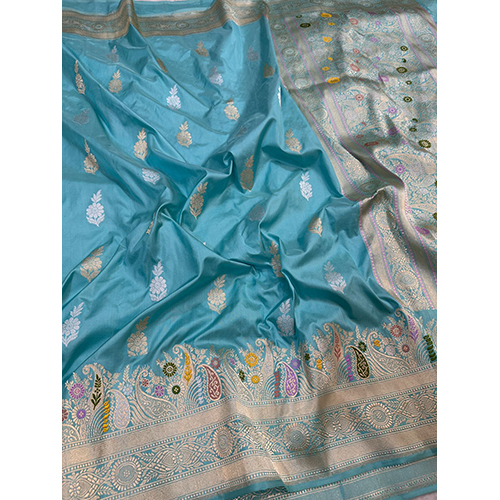 Beautiful Banarasi pure tissue silk saree meenadar boder handloom kadwa weaving