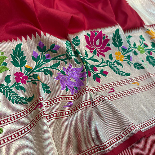 Beautiful Banarasi Pure Katan By Katan Silk Saree Tilfi Meenakari Handloom Kadwa Jangla Weaving - Color: Red