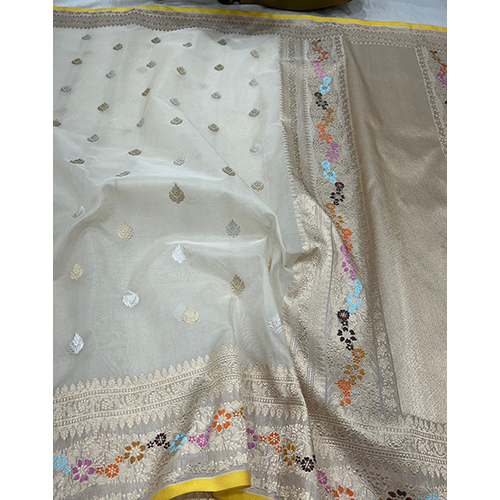 Beautiful Banarasi pure kora silk saree Sona roopa zari handloom kadwa weaving meenadar boder