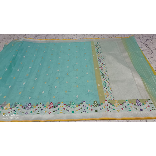 Beautiful Banarasi Pure Katan Silk Saree Fancy Handloom Kadwa Weaving - Color: Sky Blue