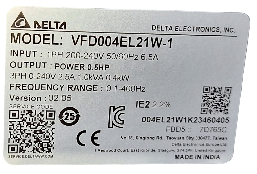 DELTA EL-W VFD004EL21W-1