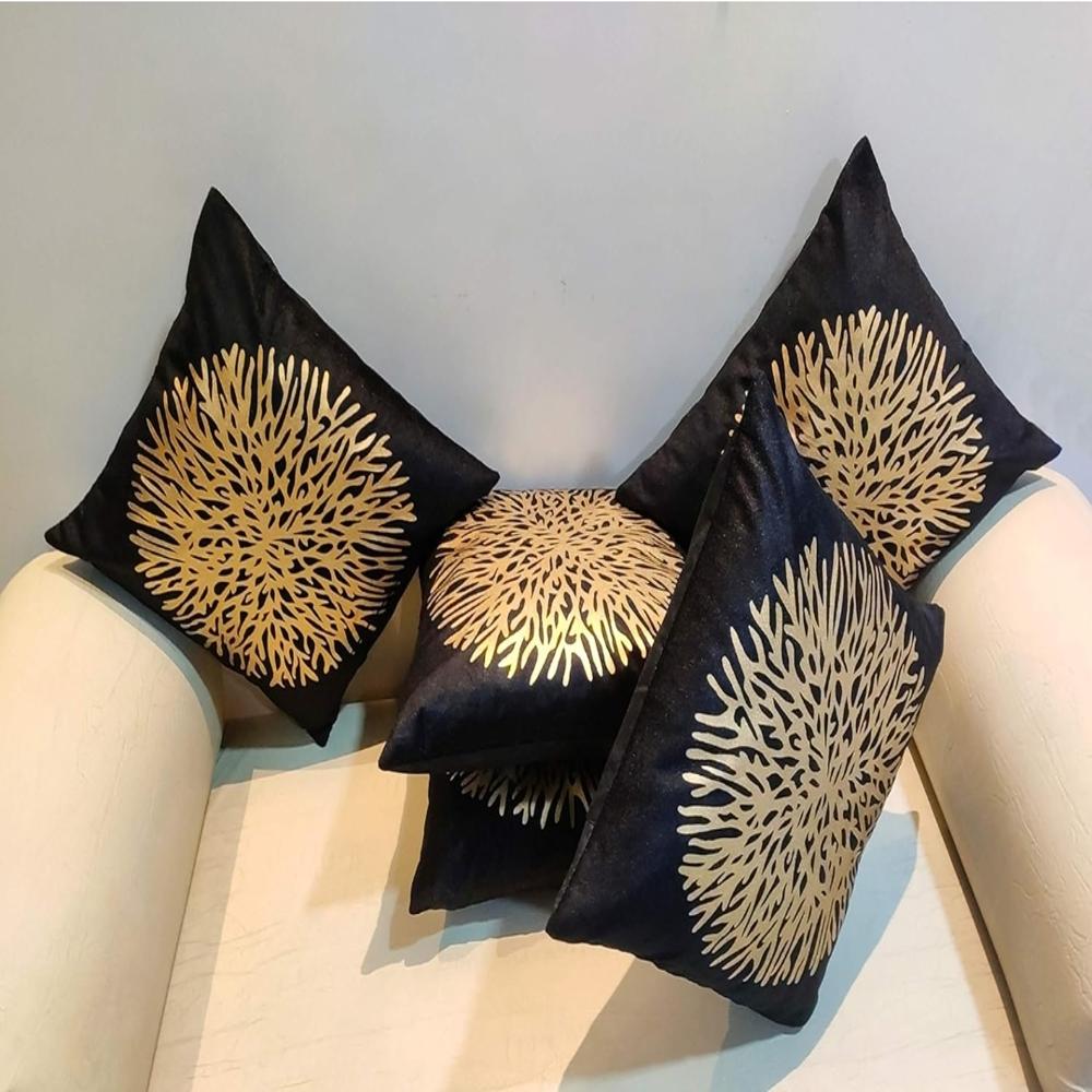Velvet Gold Print Cushion Cover - Color: All Color