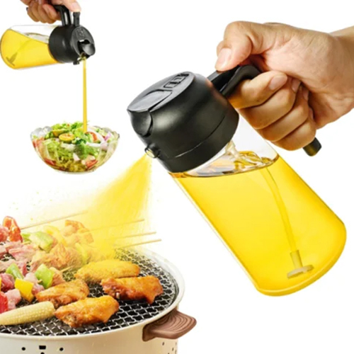 2 In 1 Oil Dispenser And Oil Sprayer - Color: Transparent
