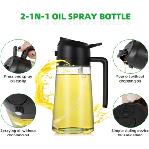 2 In 1 Oil Dispenser And Oil Sprayer - Color: Transparent