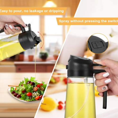 2 In 1 Oil Dispenser And Oil Sprayer - Color: Transparent