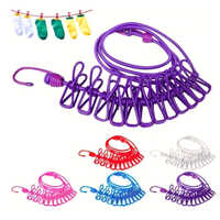 Cloth Drying Rope Wire With Clips - Color: Multicolor