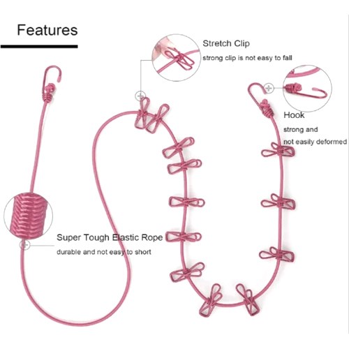 Cloth Drying Rope Wire With Clips