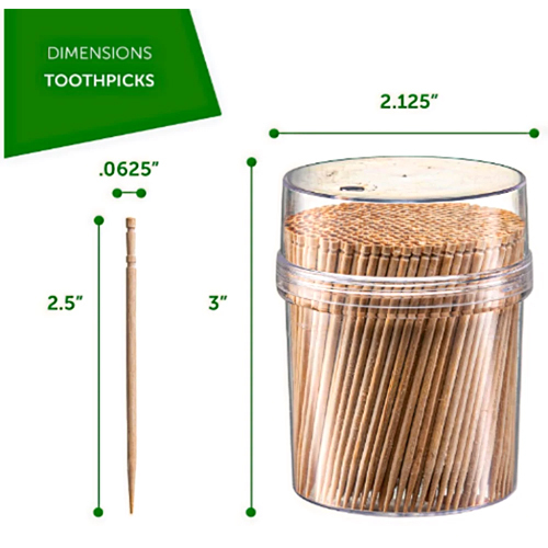 Wooden Bamboo Toothpick - Color: Light Brown (Base)