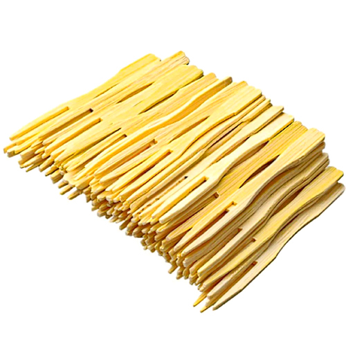 Disposable Wooden Fruit Fork - Color: Brown