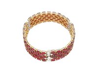 72.51 CT Natural Ruby & Diamond Statement Bracelet, 18K Yellow Gold